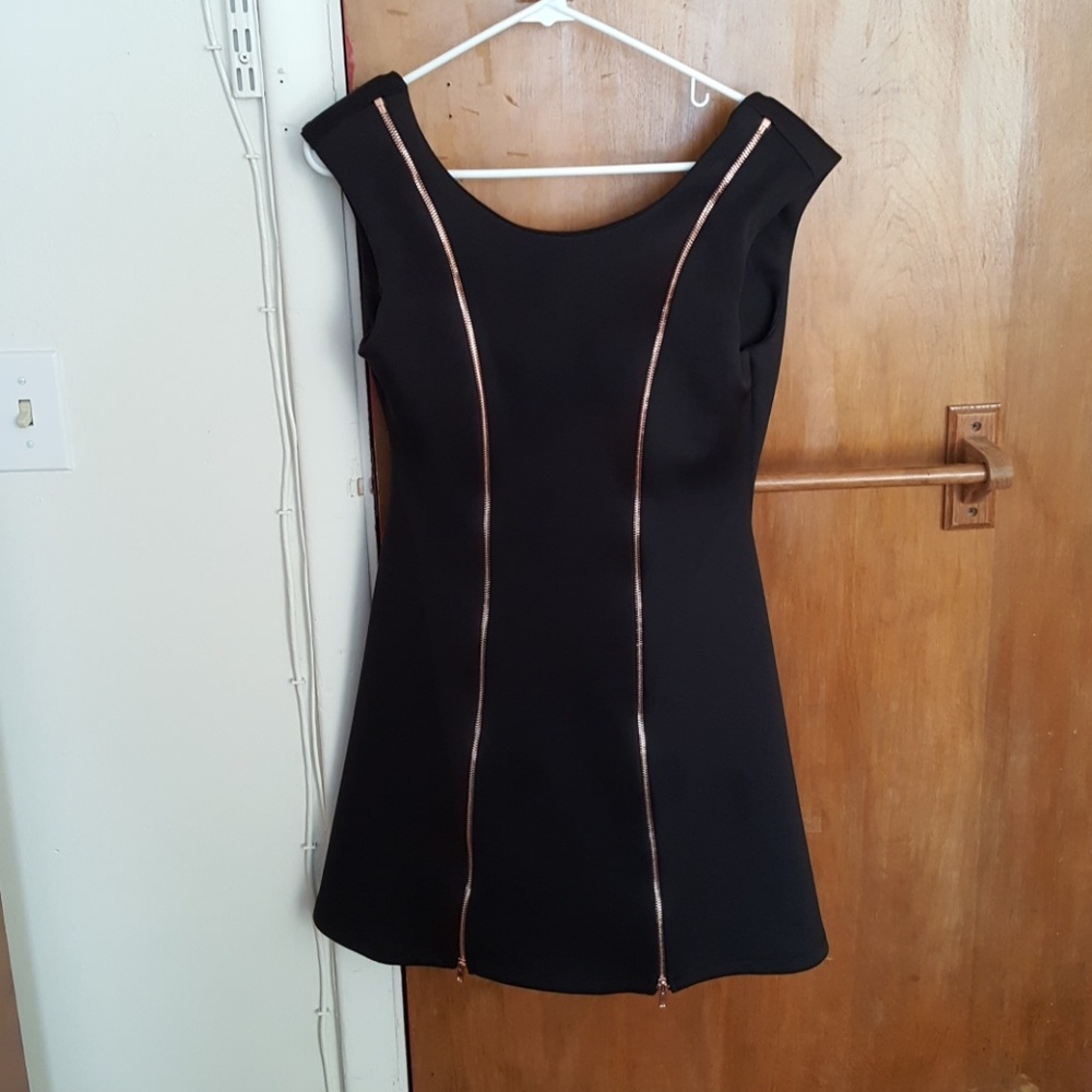 Black mini dress with zipper detail